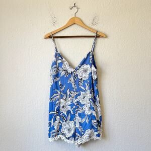 LOVERS & FRIENDS Sapphire Romper Blue White Floral Sleeveless Boho